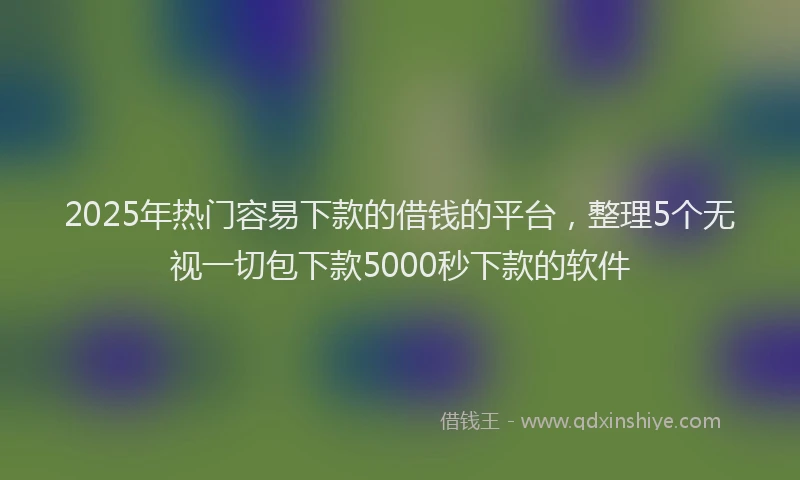 2025年热门容易下款的借钱的平台，整理5个无视一切包下款5000秒下款的软件