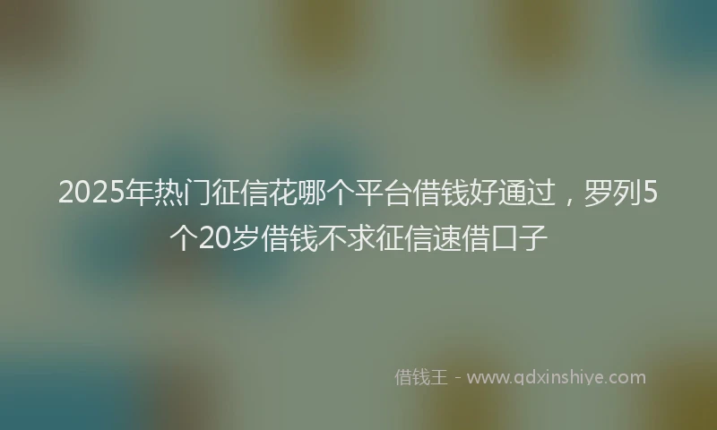 2025年热门征信花哪个平台借钱好通过，罗列5个20岁借钱不求征信速借口子