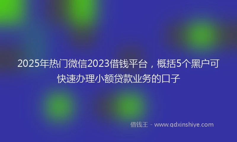 2025年热门微信2023借钱平台，概括5个黑户可快速办理小额贷款业务的口子