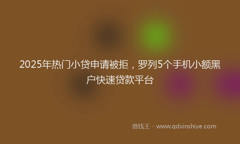 2025年热门小贷申请被拒，罗列5个手机小额黑户快速贷款平台