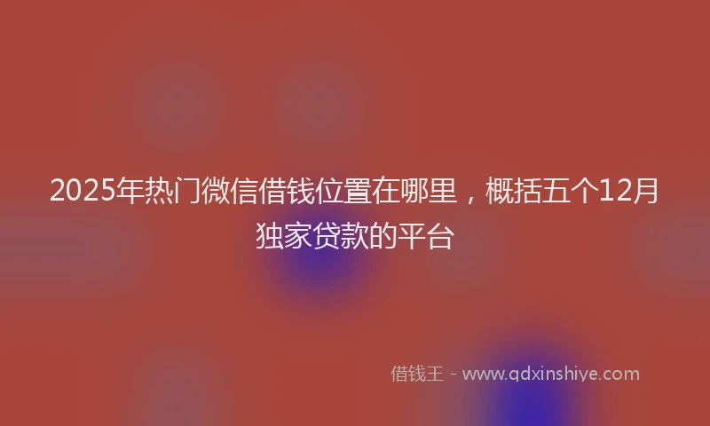 2025年热门微信借钱位置在哪里，概括五个12月独家贷款的平台