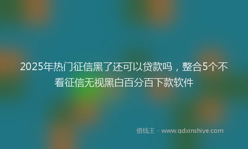 2025年热门征信黑了还可以贷款吗，整合5个不看征信无视黑白百分百下款软件