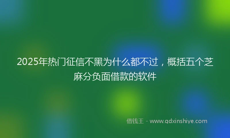 2025年热门征信不黑为什么都不过，概括五个芝麻分负面借款的软件