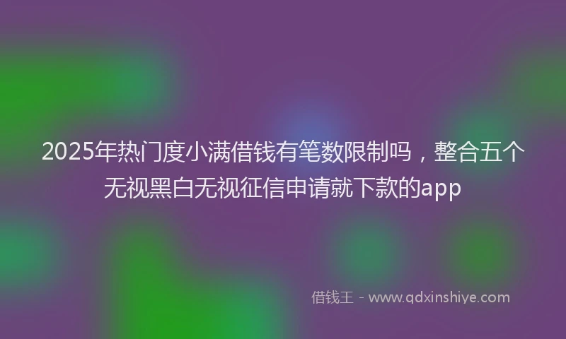 2025年热门度小满借钱有笔数限制吗，整合五个无视黑白无视征信申请就下款的app