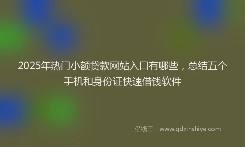 2025年热门小额贷款网站入口有哪些，总结五个手机和身份证快速借钱软件