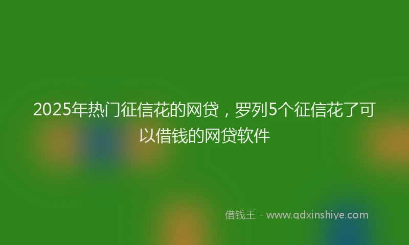 2025年热门征信花的网贷，罗列5个征信花了可以借钱的网贷软件