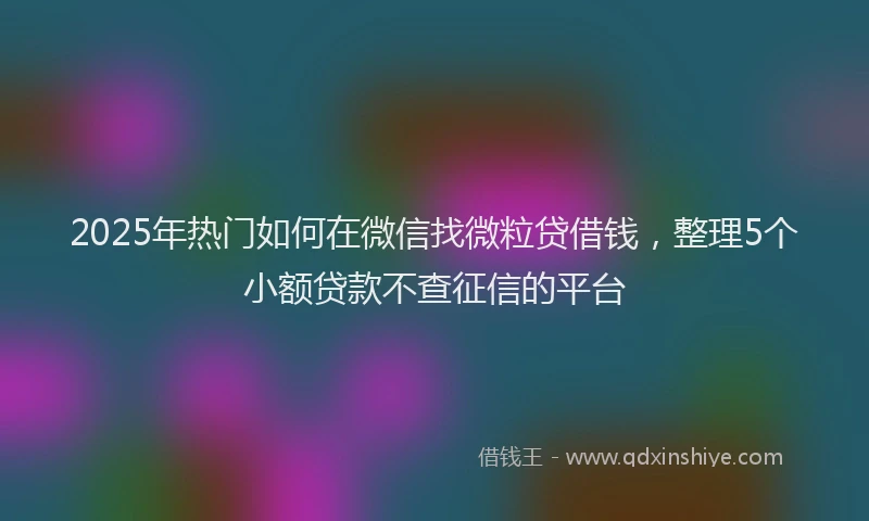 2025年热门如何在微信找微粒贷借钱，整理5个小额贷款不查征信的平台