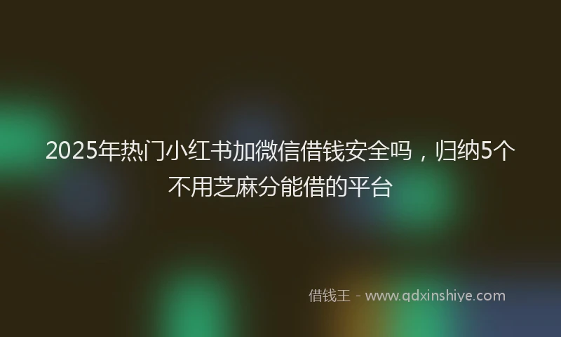 2025年热门小红书加微信借钱安全吗，归纳5个不用芝麻分能借的平台