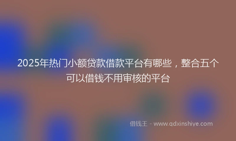 2025年热门小额贷款借款平台有哪些，整合五个可以借钱不用审核的平台