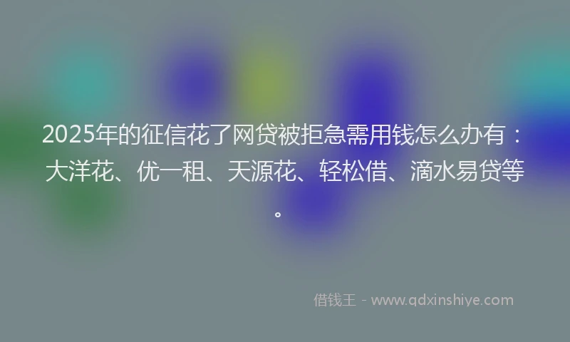 2025年的征信花了网贷被拒急需用钱怎么办有：大洋花、优一租、天源花、轻松借、滴水易贷等。