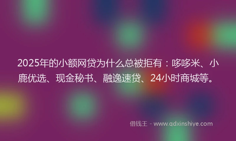 2025年的小额网贷为什么总被拒有：哆哆米、小鹿优选、现金秘书、融逸速贷、24小时商城等。