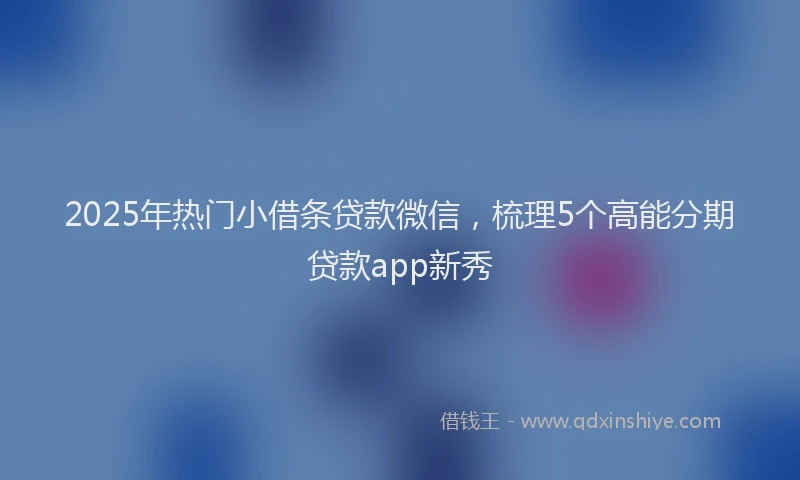 2025年热门小借条贷款微信，梳理5个高能分期贷款app新秀