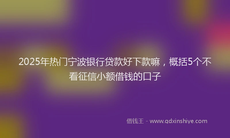 2025年热门宁波银行贷款好下款嘛，概括5个不看征信小额借钱的口子