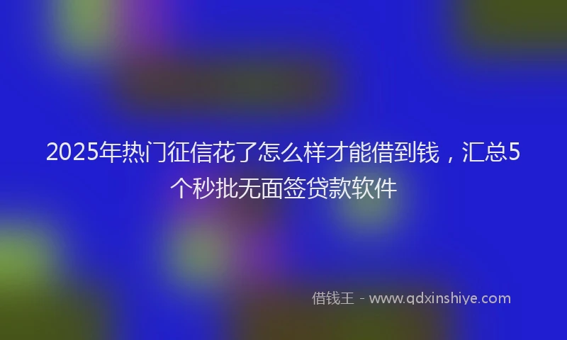 2025年热门征信花了怎么样才能借到钱，汇总5个秒批无面签贷款软件