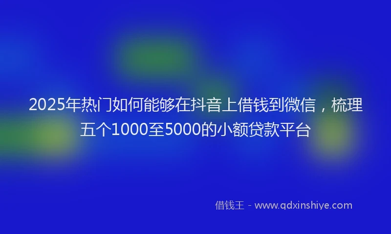 2025年热门如何能够在抖音上借钱到微信，梳理五个1000至5000的小额贷款平台