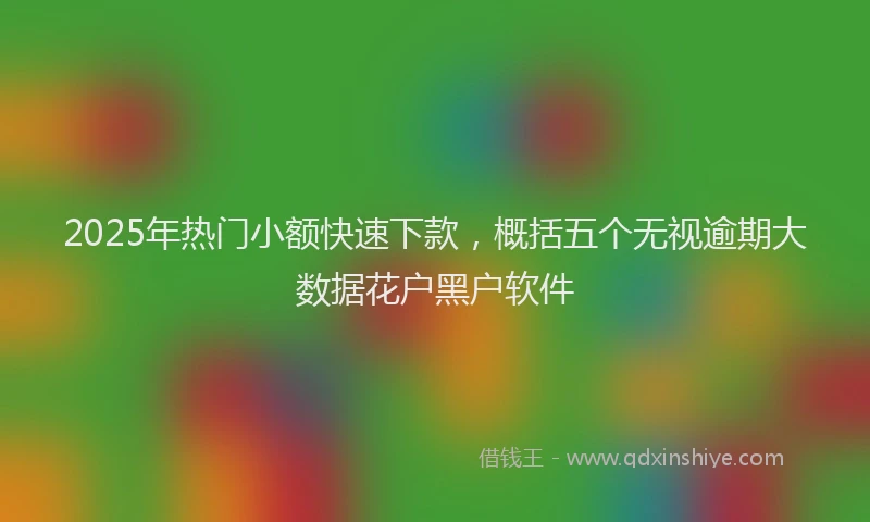 2025年热门小额快速下款，概括五个无视逾期大数据花户黑户软件