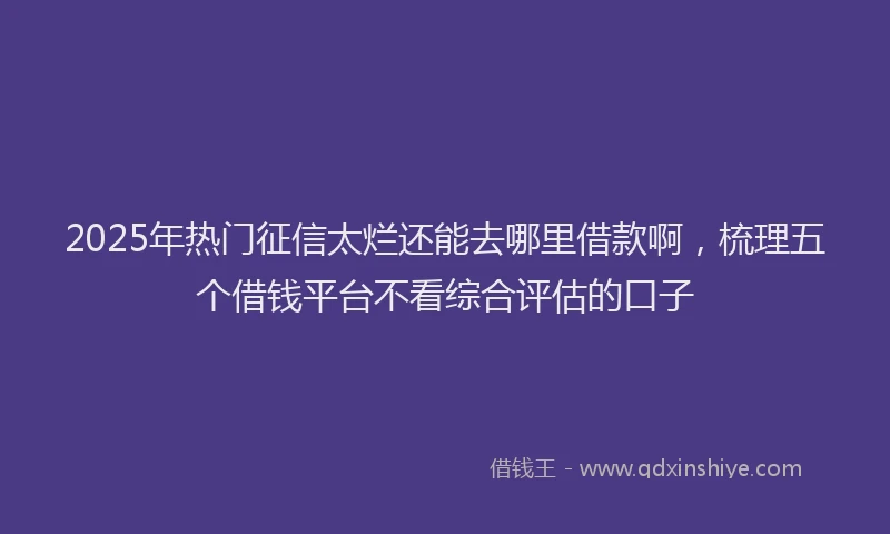2025年热门征信太烂还能去哪里借款啊，梳理五个借钱平台不看综合评估的口子