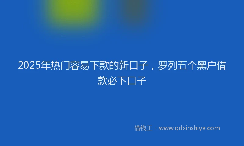 2025年热门容易下款的新口子，罗列五个黑户借款必下口子