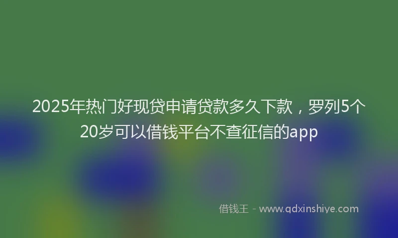2025年热门好现贷申请贷款多久下款，罗列5个20岁可以借钱平台不查征信的app