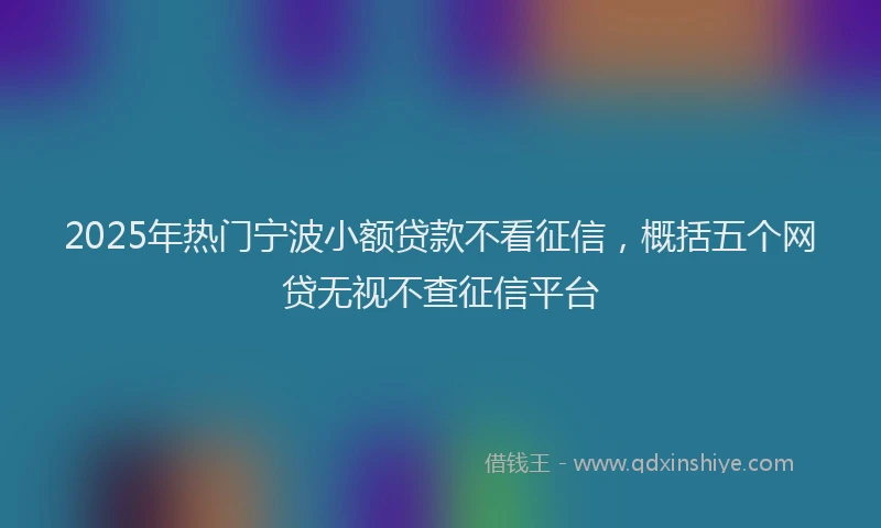 2025年热门宁波小额贷款不看征信，概括五个网贷无视不查征信平台