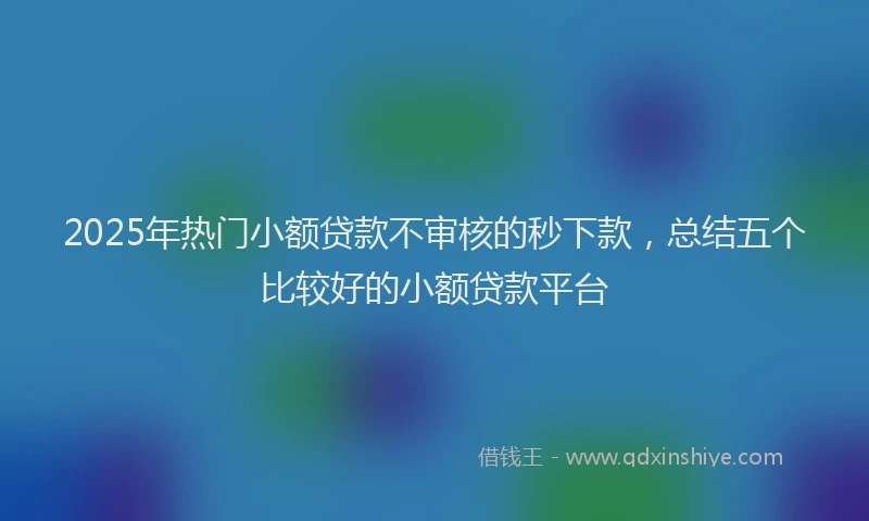 2025年热门小额贷款不审核的秒下款，总结五个比较好的小额贷款平台