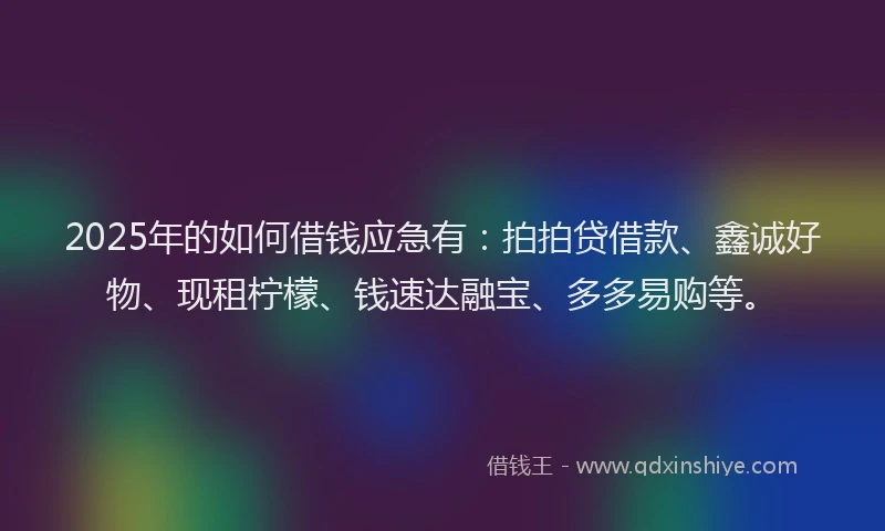 2025年的如何借钱应急有：拍拍贷借款、鑫诚好物、现租柠檬、钱速达融宝、多多易购等。