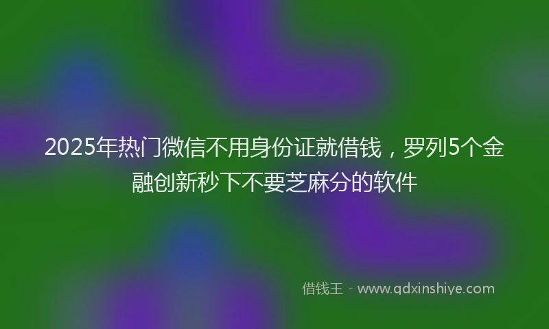 2025年热门微信不用身份证就借钱，罗列5个金融创新秒下不要芝麻分的软件