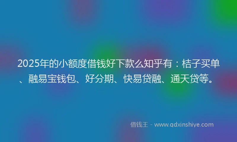 2025年的小额度借钱好下款么知乎有：桔子买单、融易宝钱包、好分期、快易贷融、通天贷等。