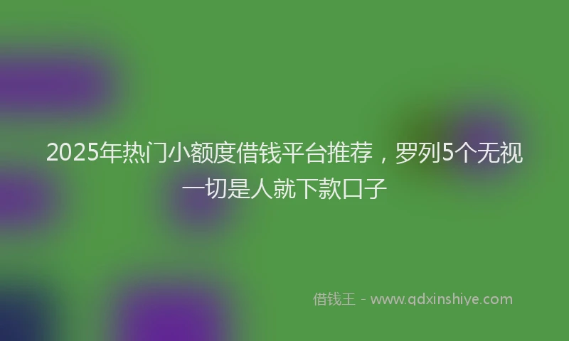 2025年热门小额度借钱平台推荐，罗列5个无视一切是人就下款口子