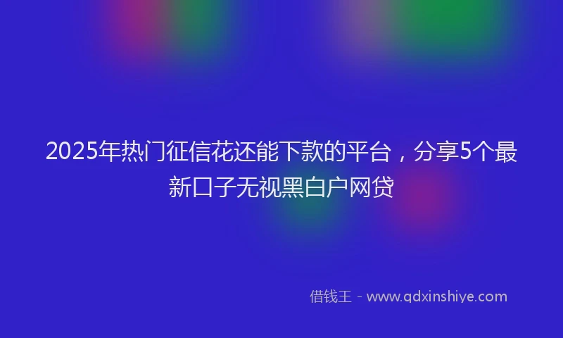 2025年热门征信花还能下款的平台，分享5个最新口子无视黑白户网贷