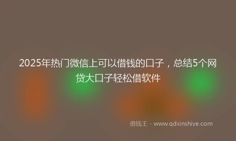2025年热门微信上可以借钱的口子，总结5个网贷大口子轻松借软件