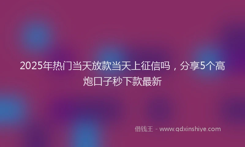 2025年热门当天放款当天上征信吗，分享5个高炮口子秒下款最新