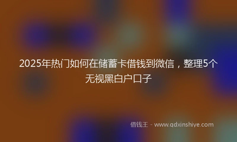2025年热门如何在储蓄卡借钱到微信，整理5个无视黑白户口子