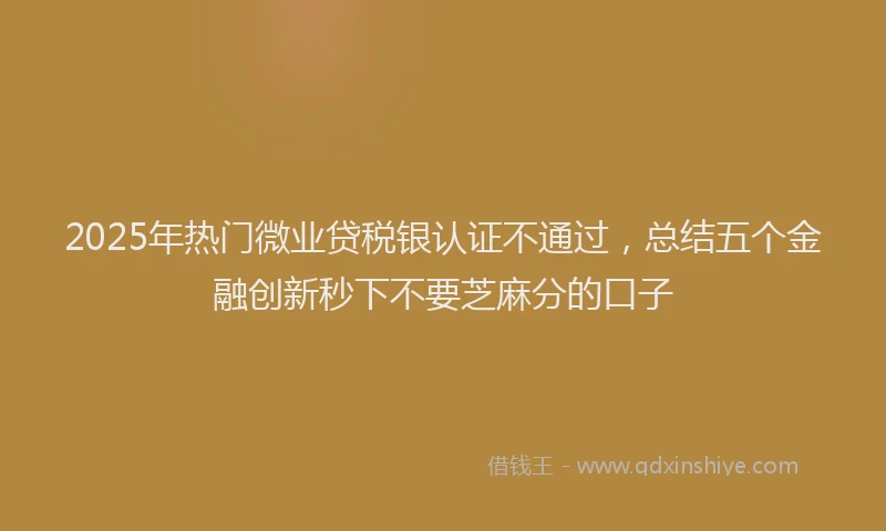 2025年热门微业贷税银认证不通过，总结五个金融创新秒下不要芝麻分的口子