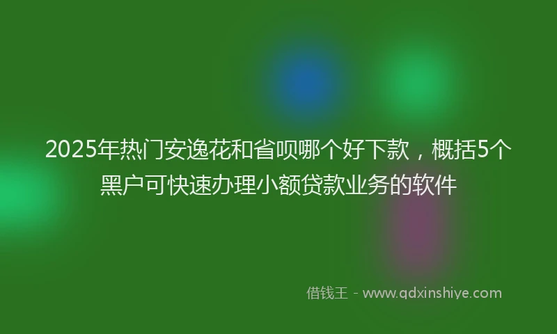 2025年热门安逸花和省呗哪个好下款，概括5个黑户可快速办理小额贷款业务的软件