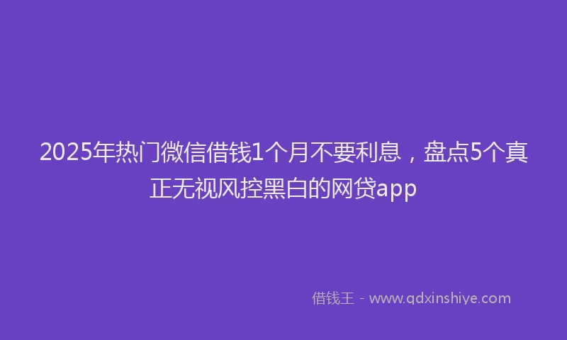 2025年热门微信借钱1个月不要利息，盘点5个真正无视风控黑白的网贷app