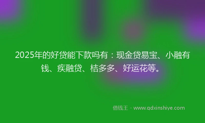 2025年的好贷能下款吗有：现金贷易宝、小融有钱、疾融贷、桔多多、好运花等。