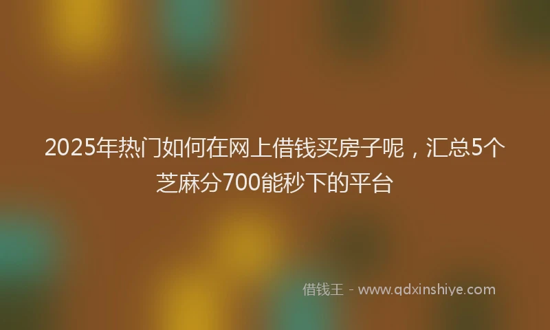 2025年热门如何在网上借钱买房子呢，汇总5个芝麻分700能秒下的平台