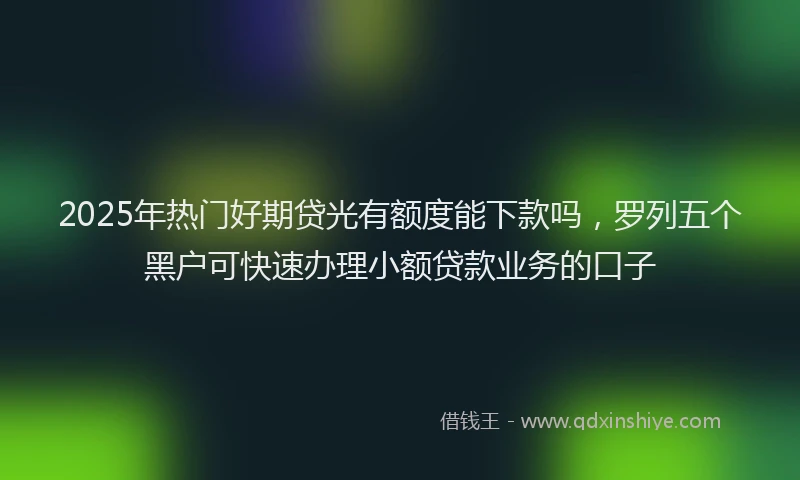 2025年热门好期贷光有额度能下款吗，罗列五个黑户可快速办理小额贷款业务的口子