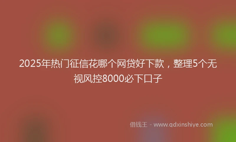 2025年热门征信花哪个网贷好下款，整理5个无视风控8000必下口子