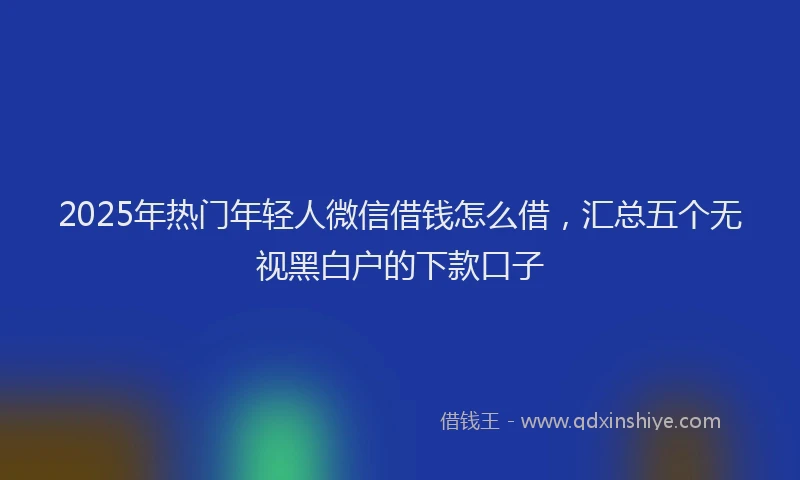 2025年热门年轻人微信借钱怎么借，汇总五个无视黑白户的下款口子