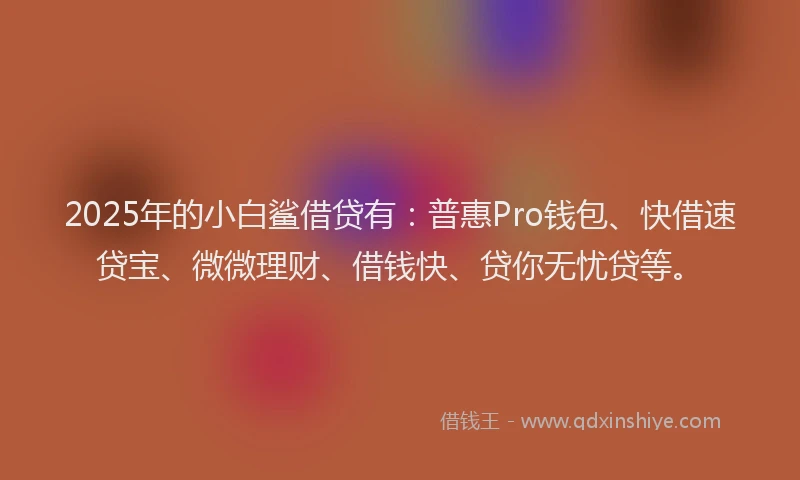2025年的小白鲨借贷有：普惠Pro钱包、快借速贷宝、微微理财、借钱快、贷你无忧贷等。