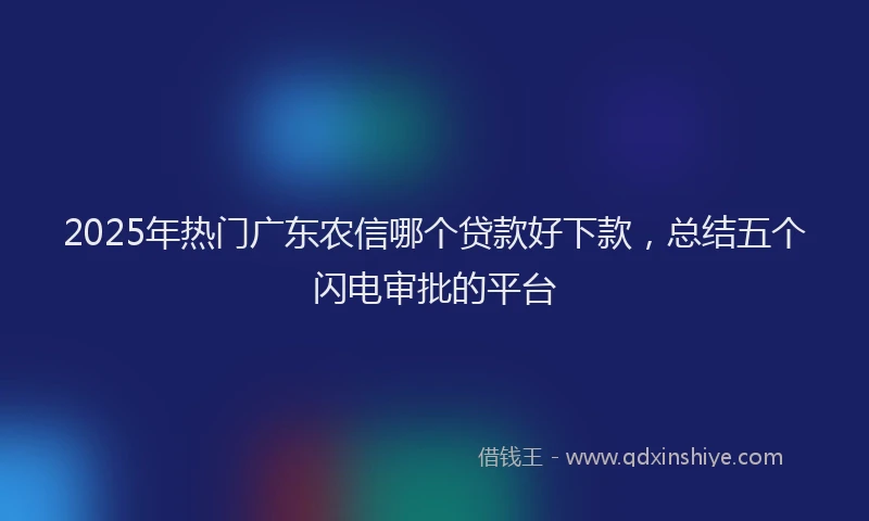 2025年热门广东农信哪个贷款好下款，总结五个闪电审批的平台