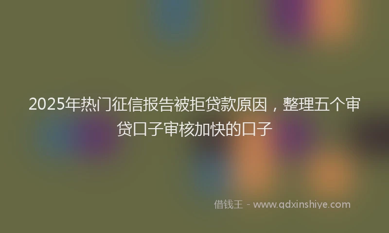 2025年热门征信报告被拒贷款原因，整理五个审贷口子审核加快的口子