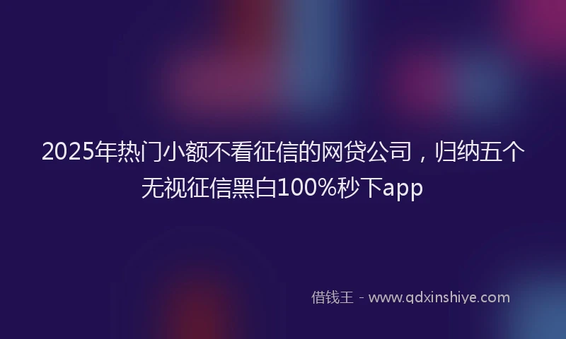 2025年热门小额不看征信的网贷公司，归纳五个无视征信黑白100%秒下app