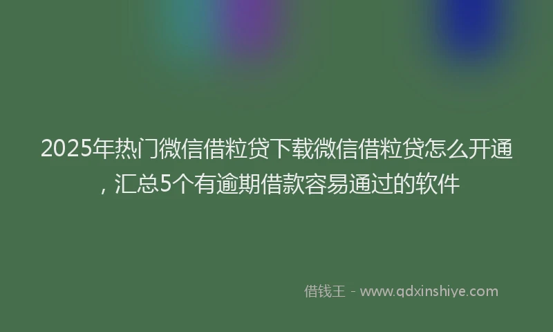 2025年热门微信借粒贷下载微信借粒贷怎么开通，汇总5个有逾期借款容易通过的软件