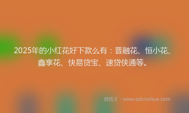 2025年的小红花好下款么有：普融花、恒小花、鑫享花、快易贷宝、速贷侠通等。