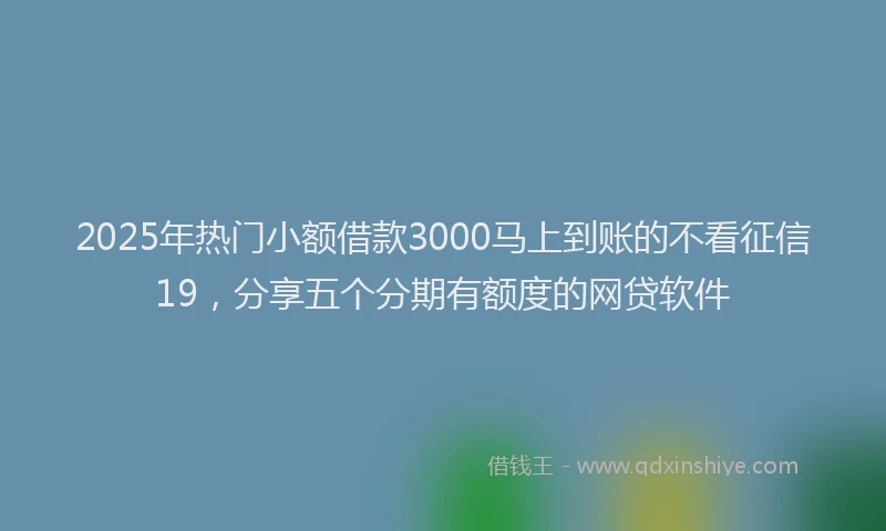 2025年热门小额借款3000马上到账的不看征信19，分享五个分期有额度的网贷软件