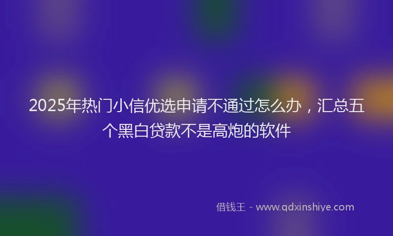 2025年热门小信优选申请不通过怎么办，汇总五个黑白贷款不是高炮的软件