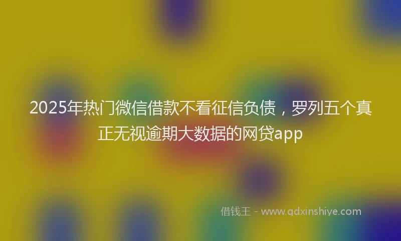 2025年热门微信借款不看征信负债，罗列五个真正无视逾期大数据的网贷app
